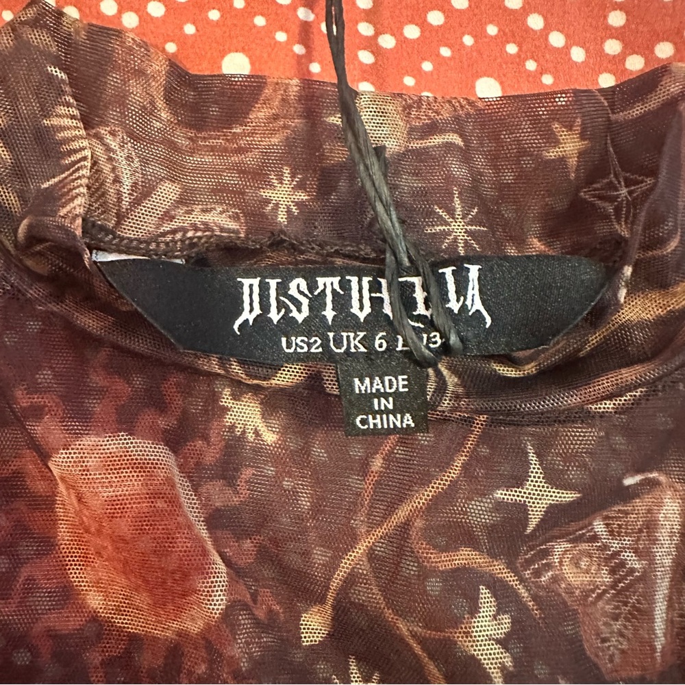 NWT disturbia sheer mesh long sleeve top - size 2 - Picture 3 of 5